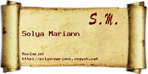 Solya Mariann névjegykártya